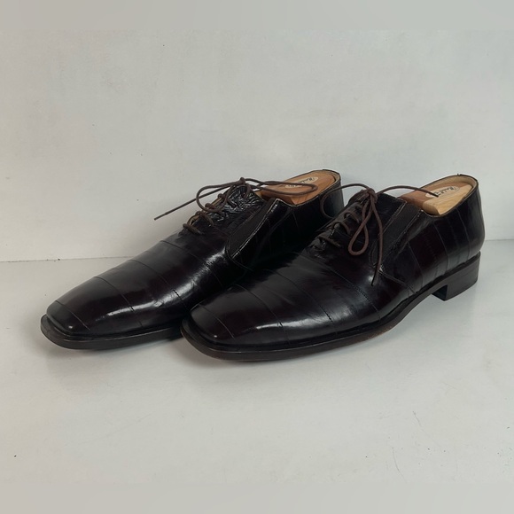 Mezlan Platinum Exotic Eel Skin Oxford Shoes 12 M Dark Mahogany Brown main image 16